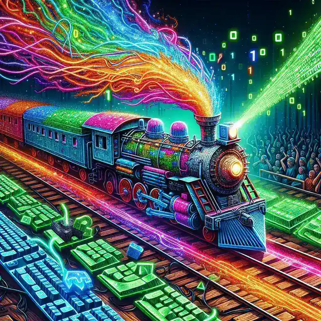"Ilustración de un Hype Train en Twitch, mostrando emoticonos animados, suscriptores y comentarios en un chat en vivo, representando la emoción y la interacción de la comunidad durante un Hype Train. Guía completa sobre los Twitch Hype Trains y cómo iniciar uno."