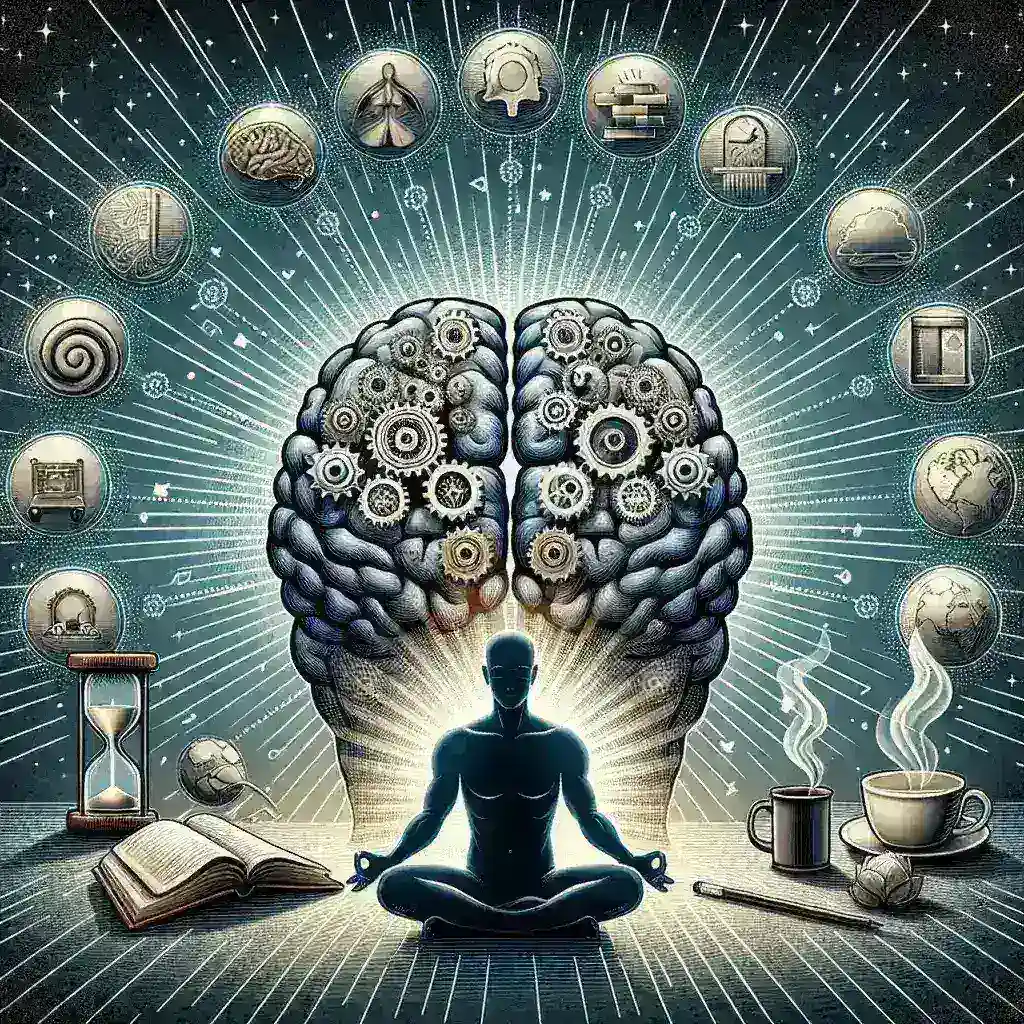 "Imagen de una persona utilizando herramientas de concentración, como un ordenador portátil y una libreta, en un entorno de trabajo minimalista, simbolizando técnicas efectivas para mejorar la productividad mental."