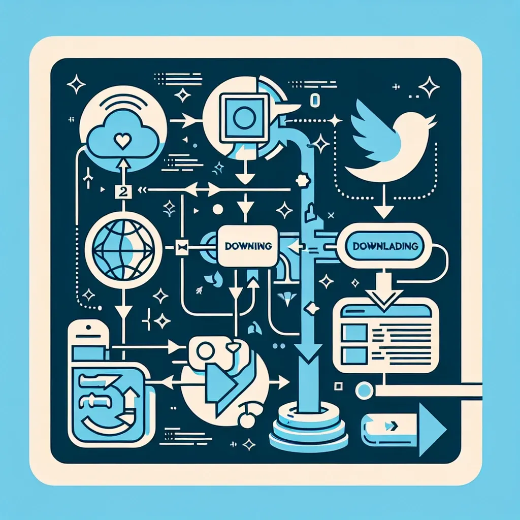 "شخص يستخدم تطبيق تويتر لتحميل التغريدات والوسائط المتعددة من هاتفه الذكي، مع عرض لقطة شاشة لتطبيق تويتر يظهر فيها تغريدة متعددة الوسائط."