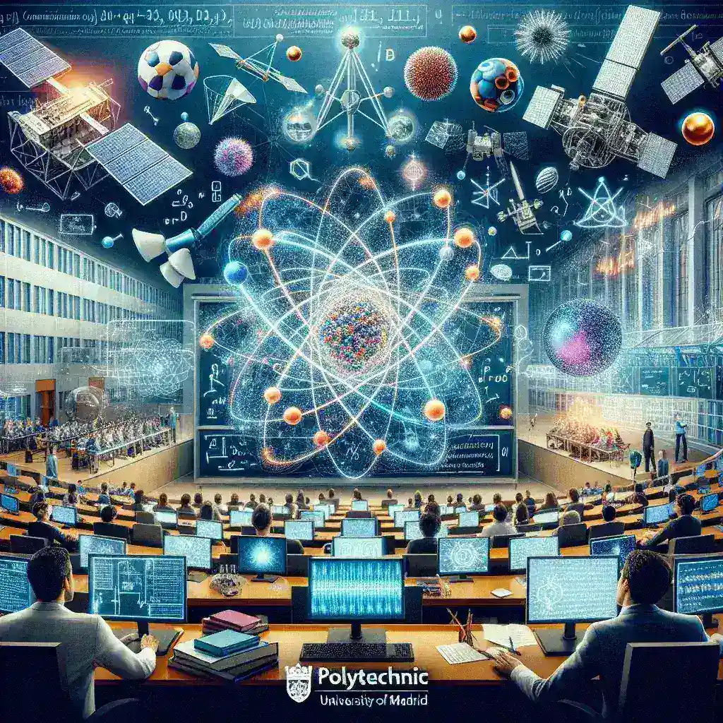 "Researchers at La Universidad Politécnica de Madrid exploring quantum communication systems in a laboratory setting."