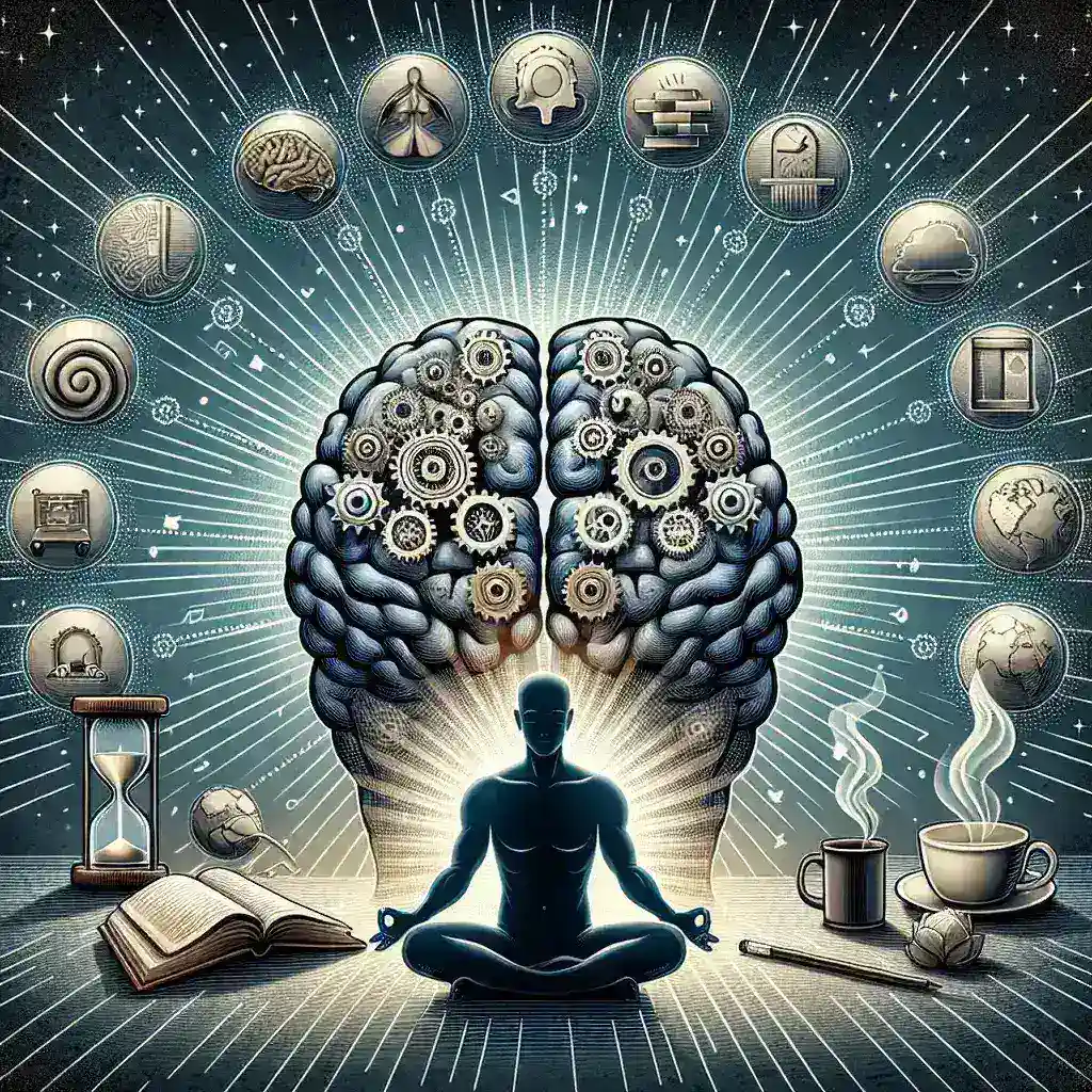 "Imagen de una persona utilizando herramientas de concentración, como un ordenador portátil y una libreta, en un entorno de trabajo minimalista, simbolizando técnicas efectivas para mejorar la productividad mental."