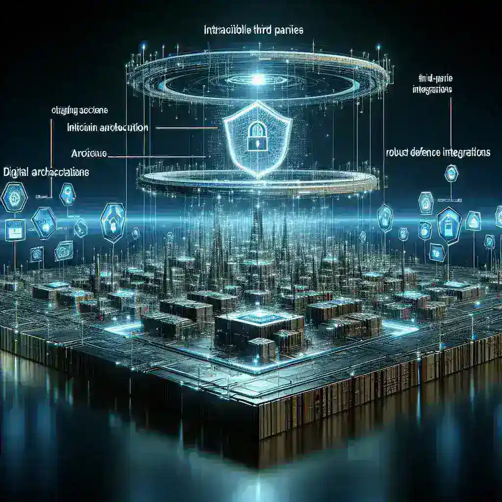 "Infografía sobre plataformas de seguridad para proteger integraciones con terceros, destacando características clave y beneficios, ilustrando conceptos de ciberseguridad para el artículo 'Plataformas de Seguridad para Proteger Integraciones con Terceros: Guía Completa 2024'."