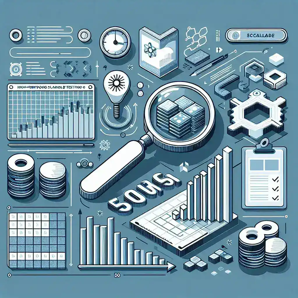 "Gráfico de plataformas de pruebas escalables de alto rendimiento para optimizar el testing de software, ilustrando las mejores herramientas y técnicas destacadas en la guía completa"